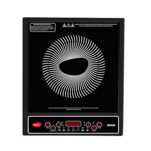 Pigeon by Stovekraft Cruise 1800 watt Induction Cooktop With Crystal Glass,7 Segments LED Display, Auto Switch Off – Black