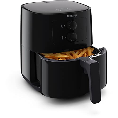 PHILIPS Air Fryer HD9200/90, uses up to 90% less fat, 1400W, 4.1 Liter, with Rapid Air Technology (Black), Large