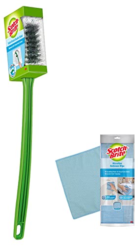 Scotch-Brite Double Sided Toilet Brush (IS840100066)+Scotch-Brite Microfiber Bathroom Wipe (Blue)