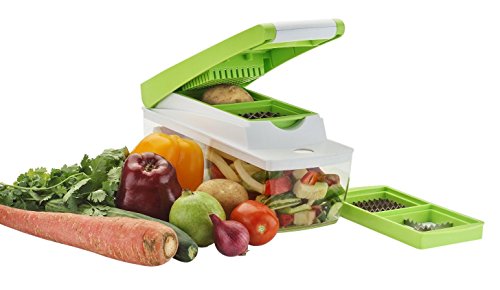 Ganesh 14 in 1 Multipurpose Chopper, Fruits & Vegetable Cutters, Grater Peeler Chipser, Unbreakable Food Grade Body, Easy Push to Clean Button Slicer Dicer, Chopper for Kitchen (Green, Plastic)