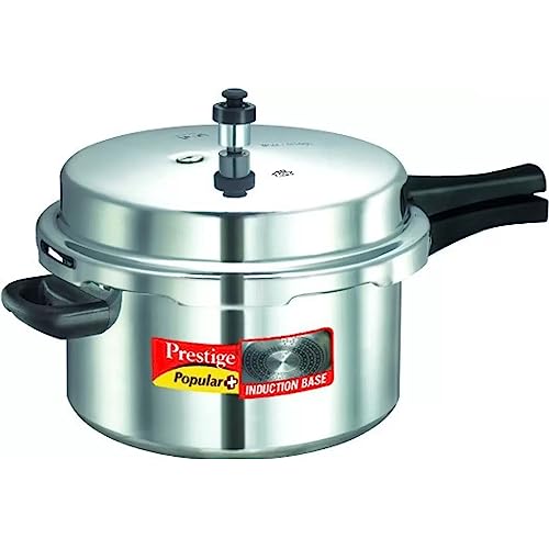 Prestige Popular Plus Induction Base Aluminium Outer Lid Pressure Cooker, 7.5 Litres, Silver